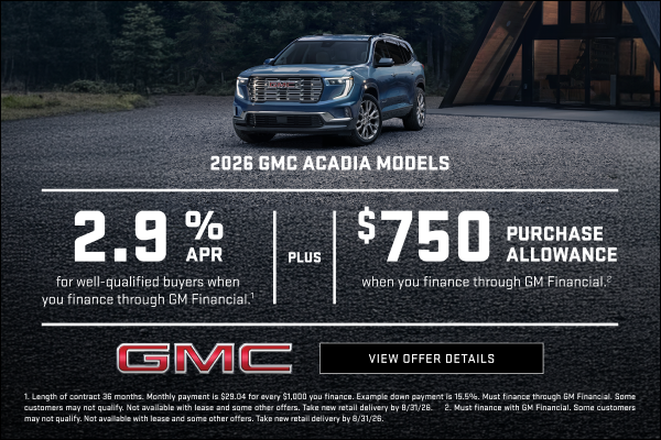 2.9% APR for well-qualified buyers when you finance through GM Financial.1

$750 PURCHASE ALLOWAN...